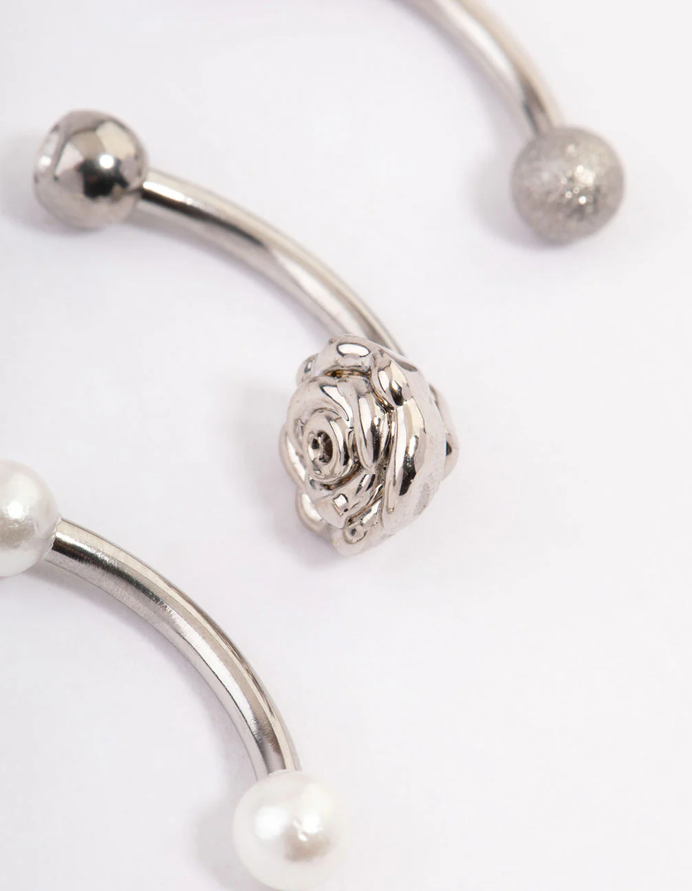 Surgical Steel Rose & Faux Pearl Barbell Pack - Image 2