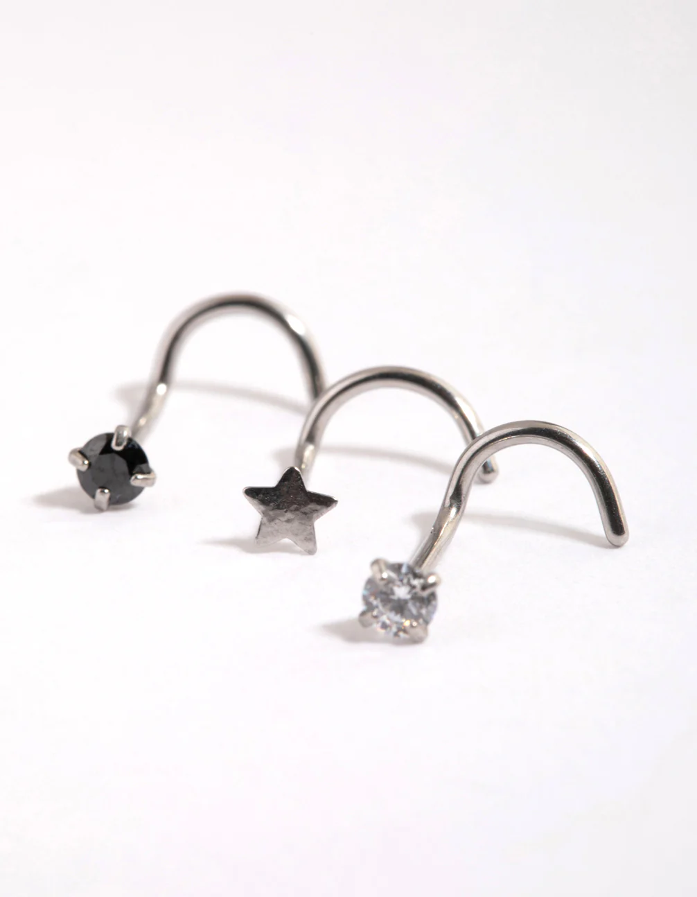 Surgical Steel Star & Diamante Nose Stud Pack - Image 2