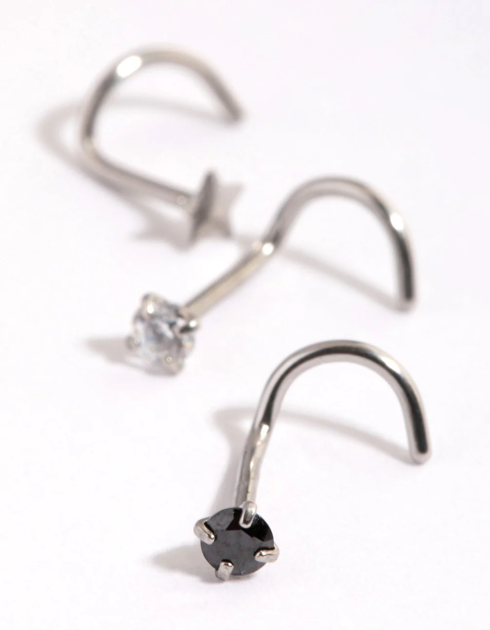 Surgical Steel Star & Diamante Nose Stud Pack - Image 3