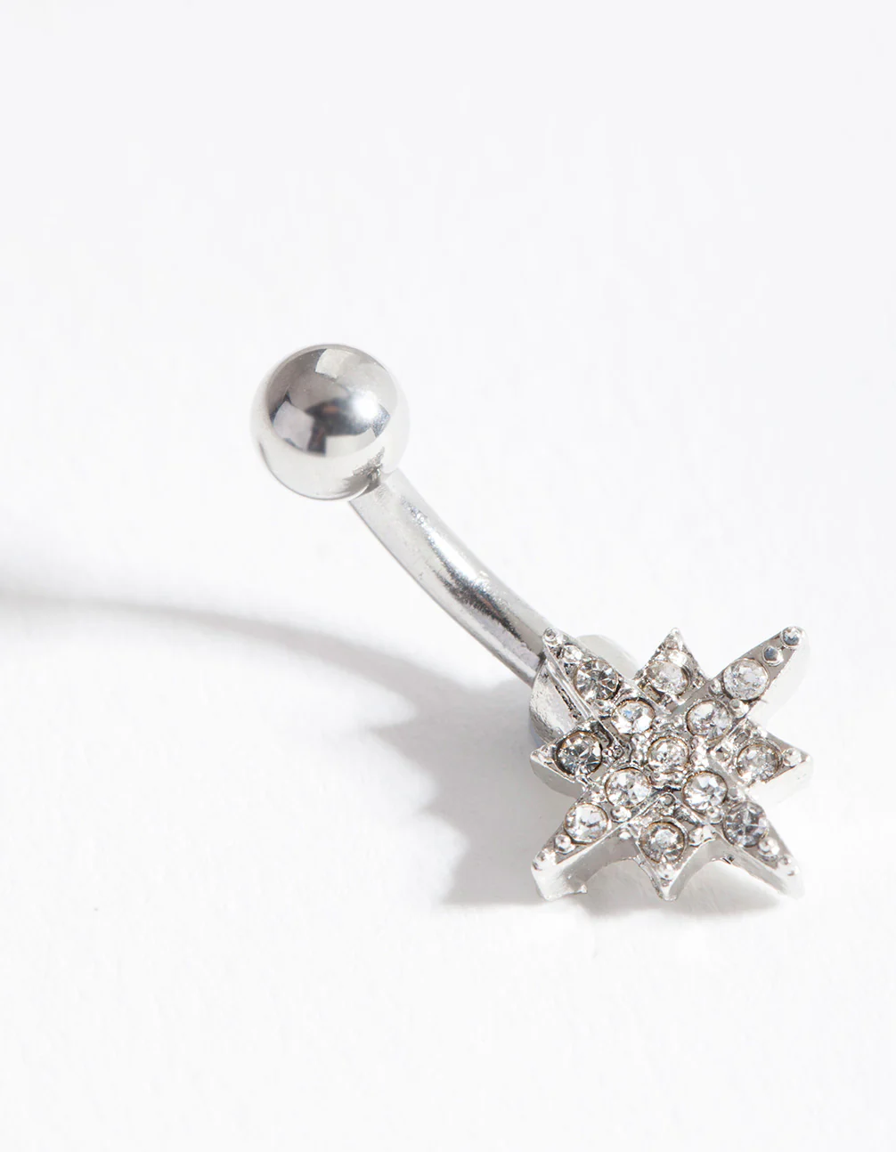 Silver Starburst Surgical Steel Belly Bar - Image 2