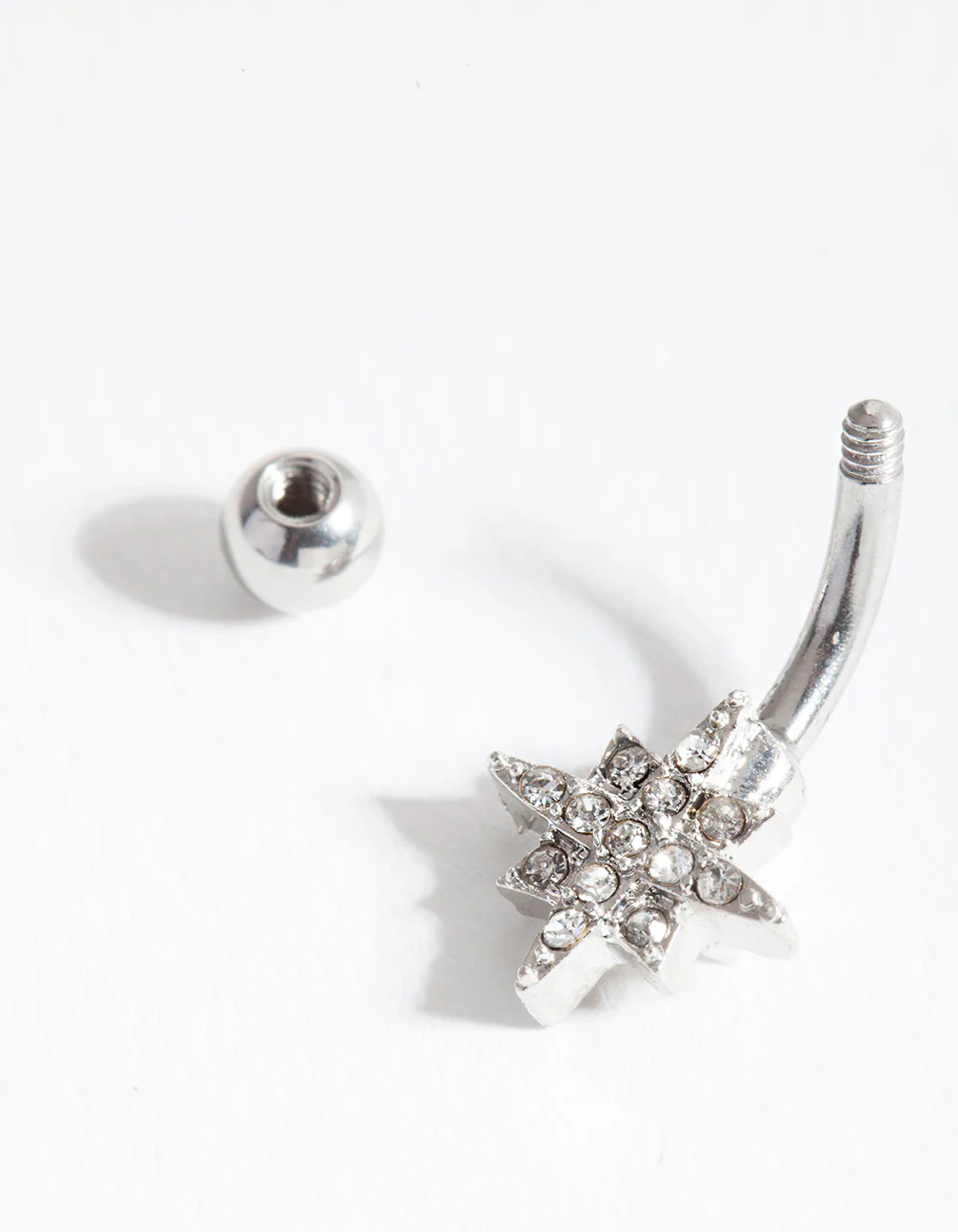 Silver Starburst Surgical Steel Belly Bar - Image 3