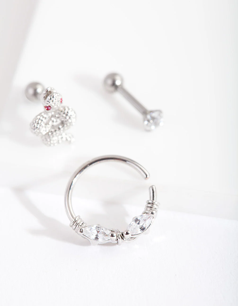 Surgical Steel Diamante Snake Barbell Pack - Image 2