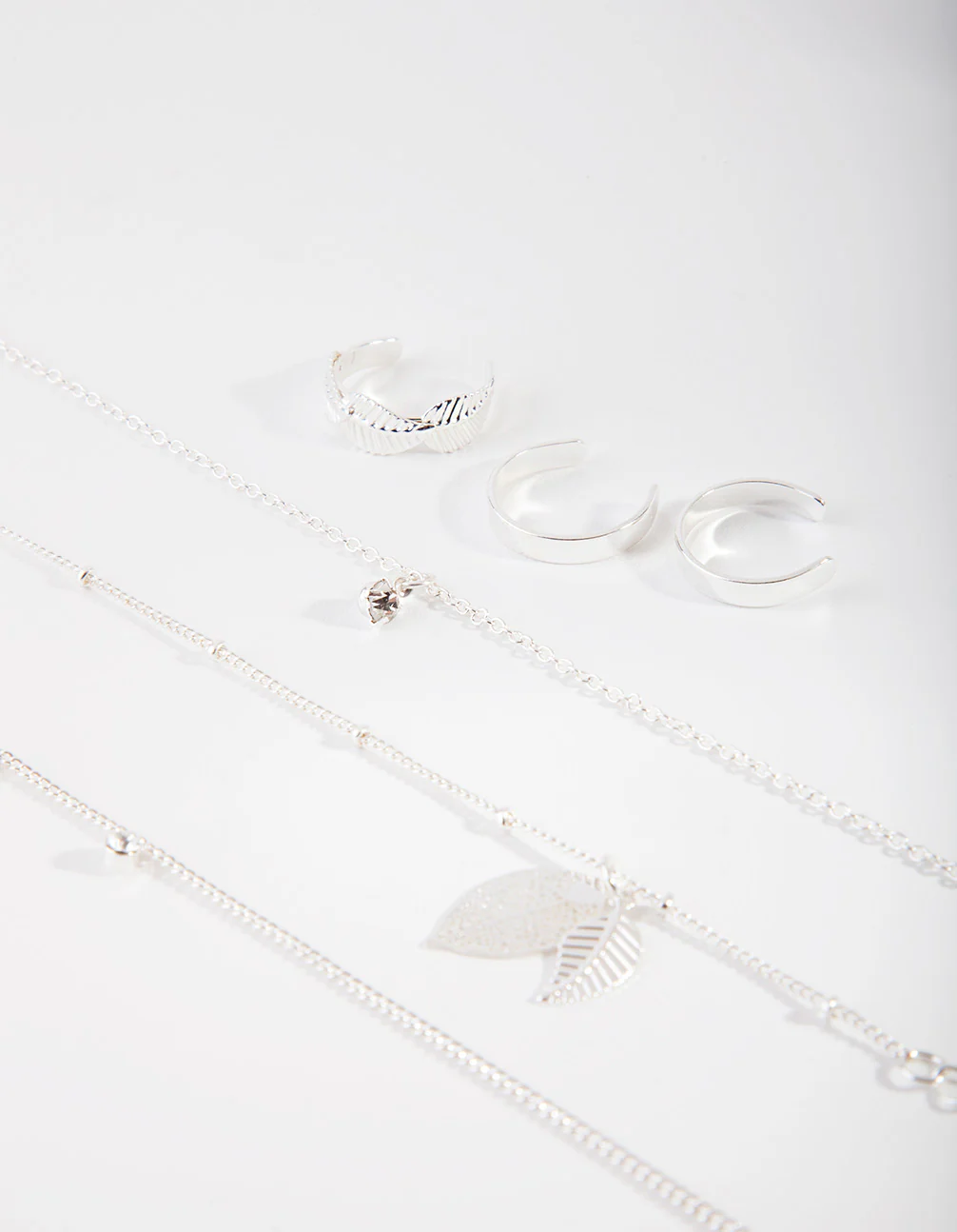 Silver Leaf Anket & Toe Ring Set - Image 3