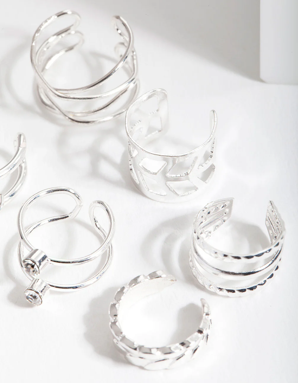 Silver Mixed Leaf Ear Cuff 6-Pack - Image 3