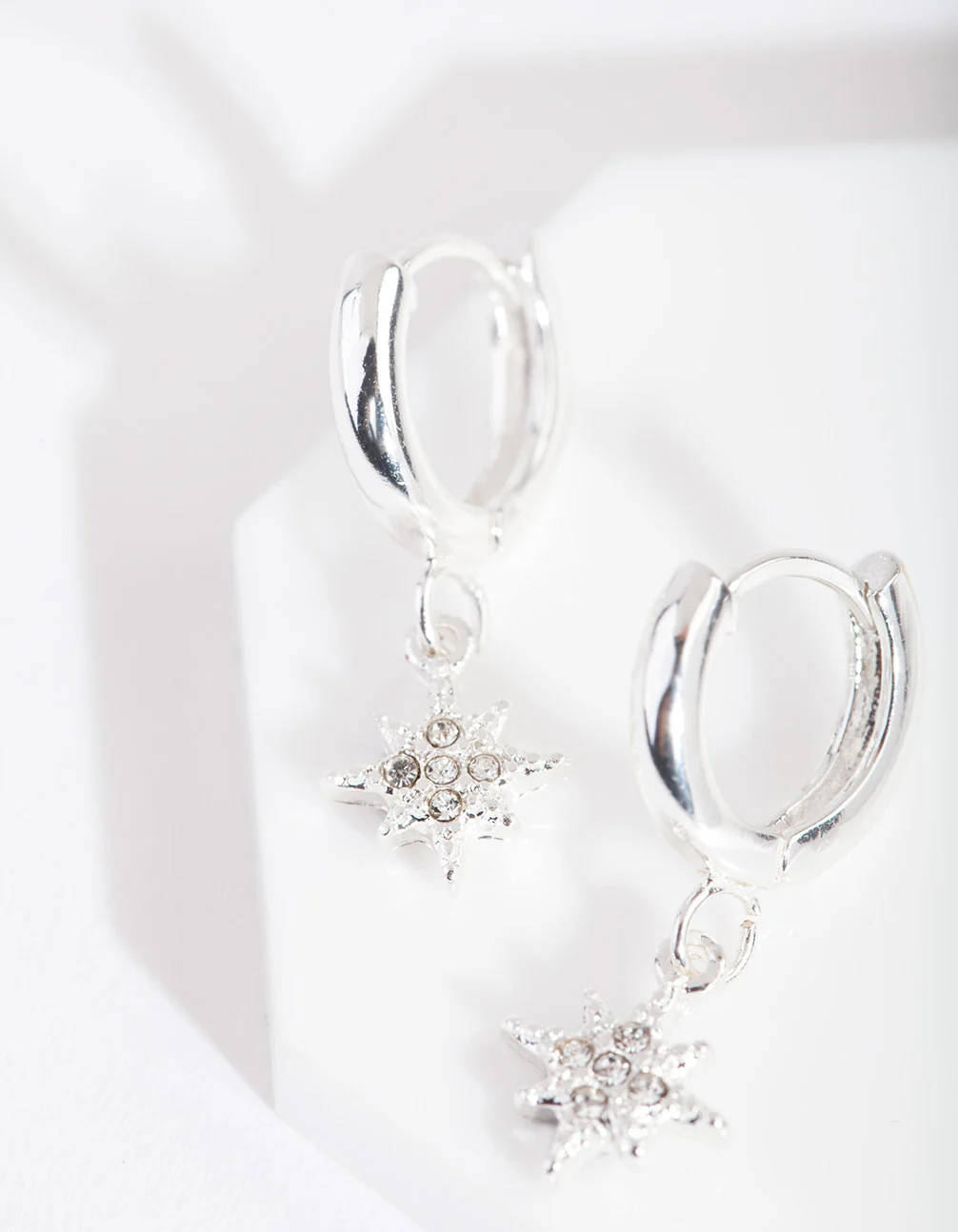Silver Star Charm Huggie Earrings - Image 2