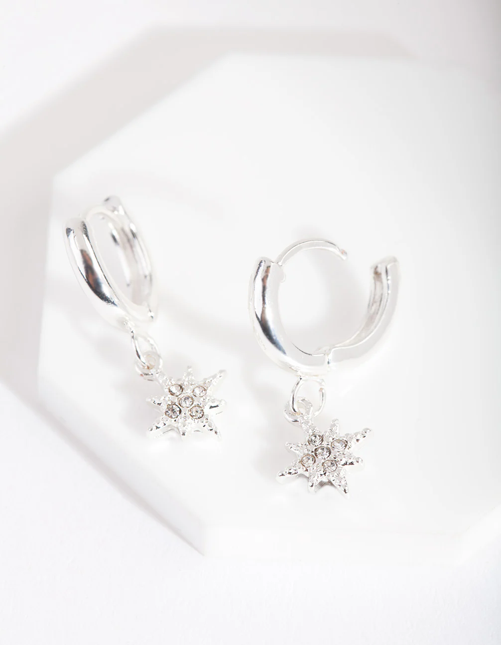Silver Star Charm Huggie Earrings - Image 3
