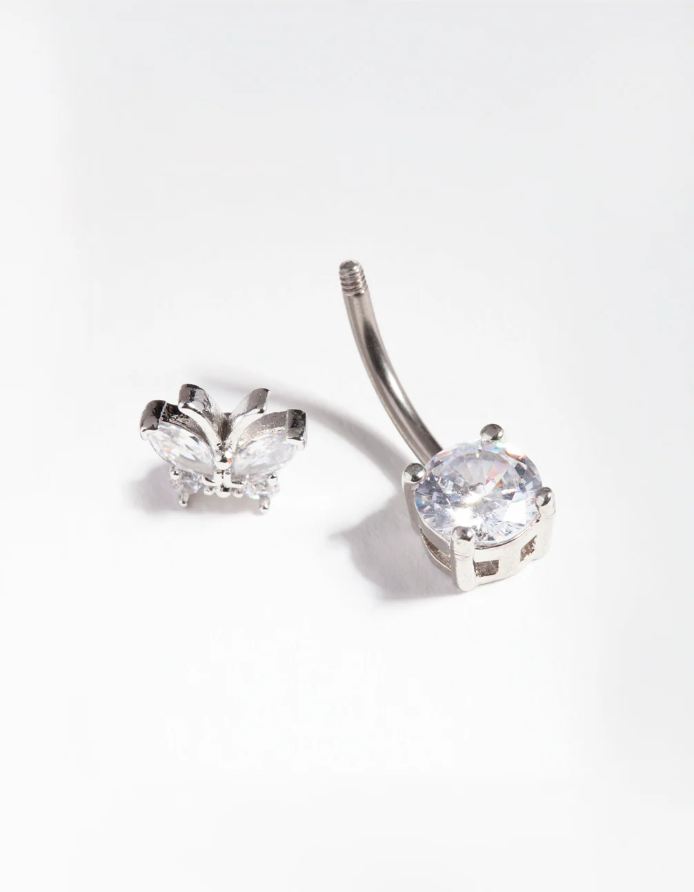 Gold Titanium Cubic Zirconia Butterfly Belly Bar - Image 3