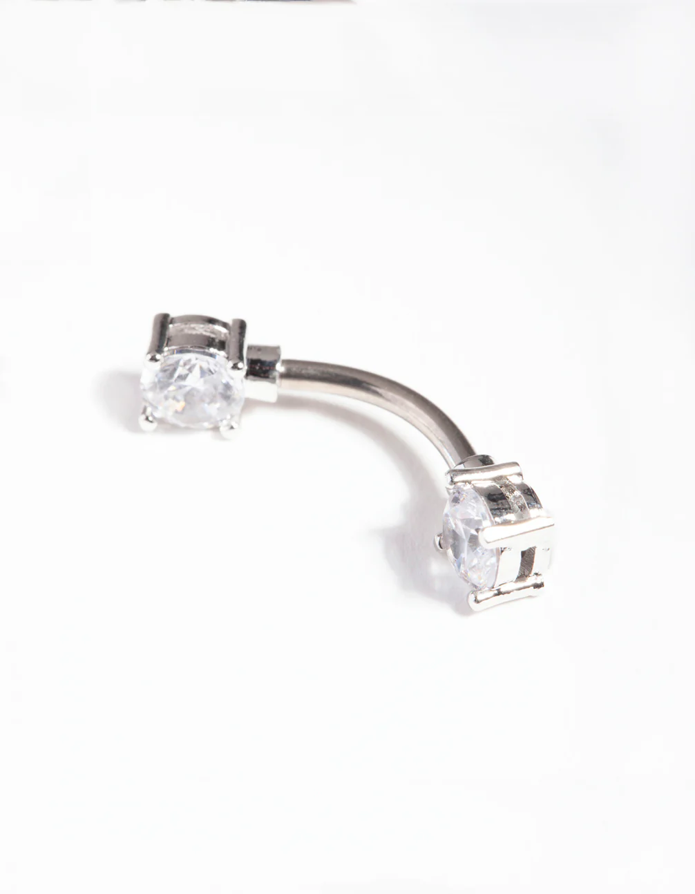 Titanium Double Cubic Zirconia Belly Bar - Image 2