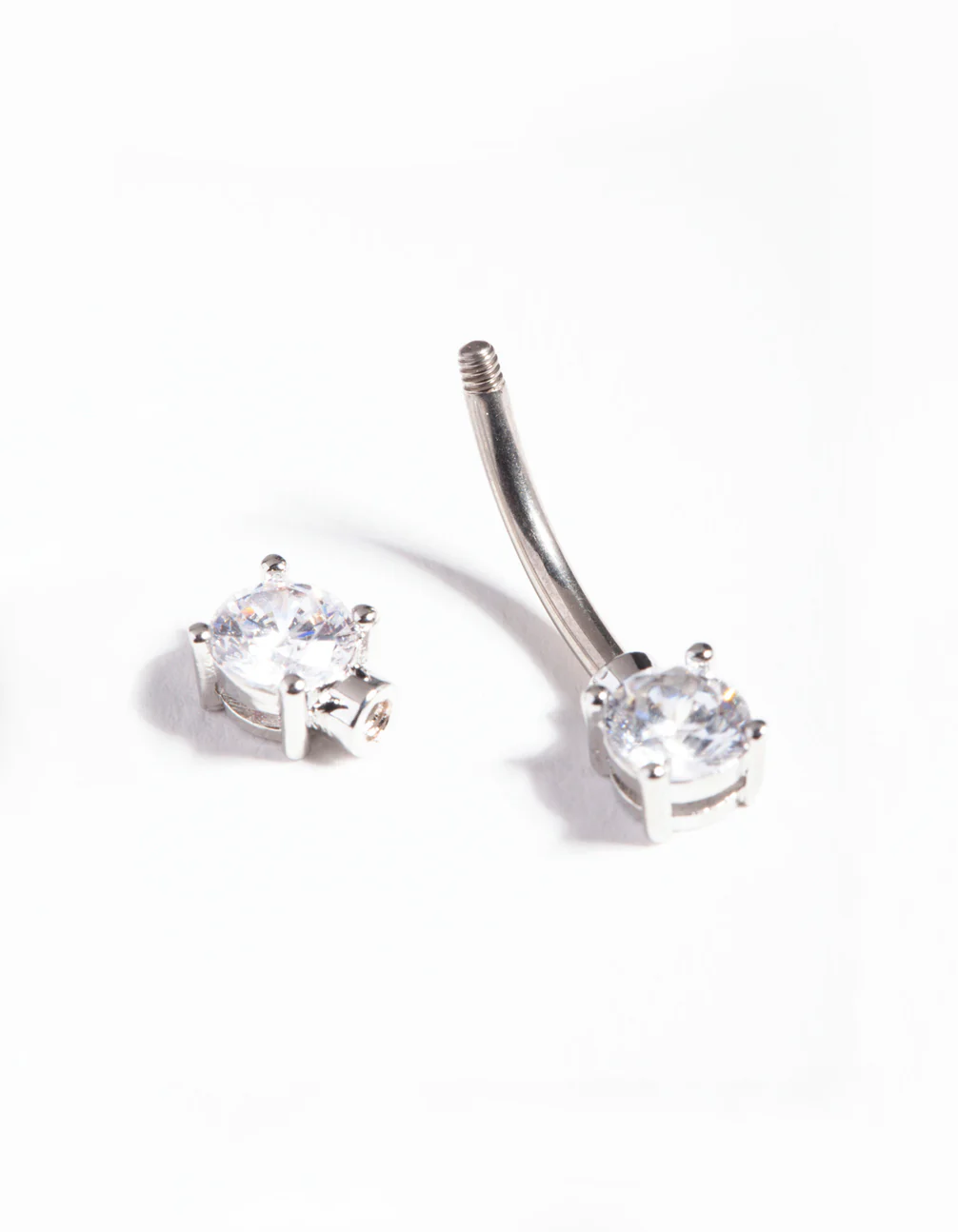 Titanium Double Cubic Zirconia Belly Bar - Image 3