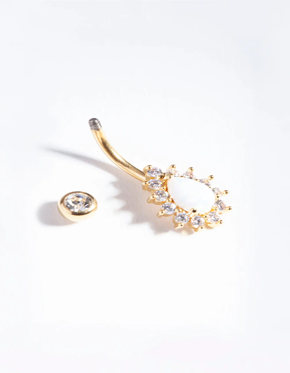 Gold Titanium Opal Diamante Belly Bar - Image 2