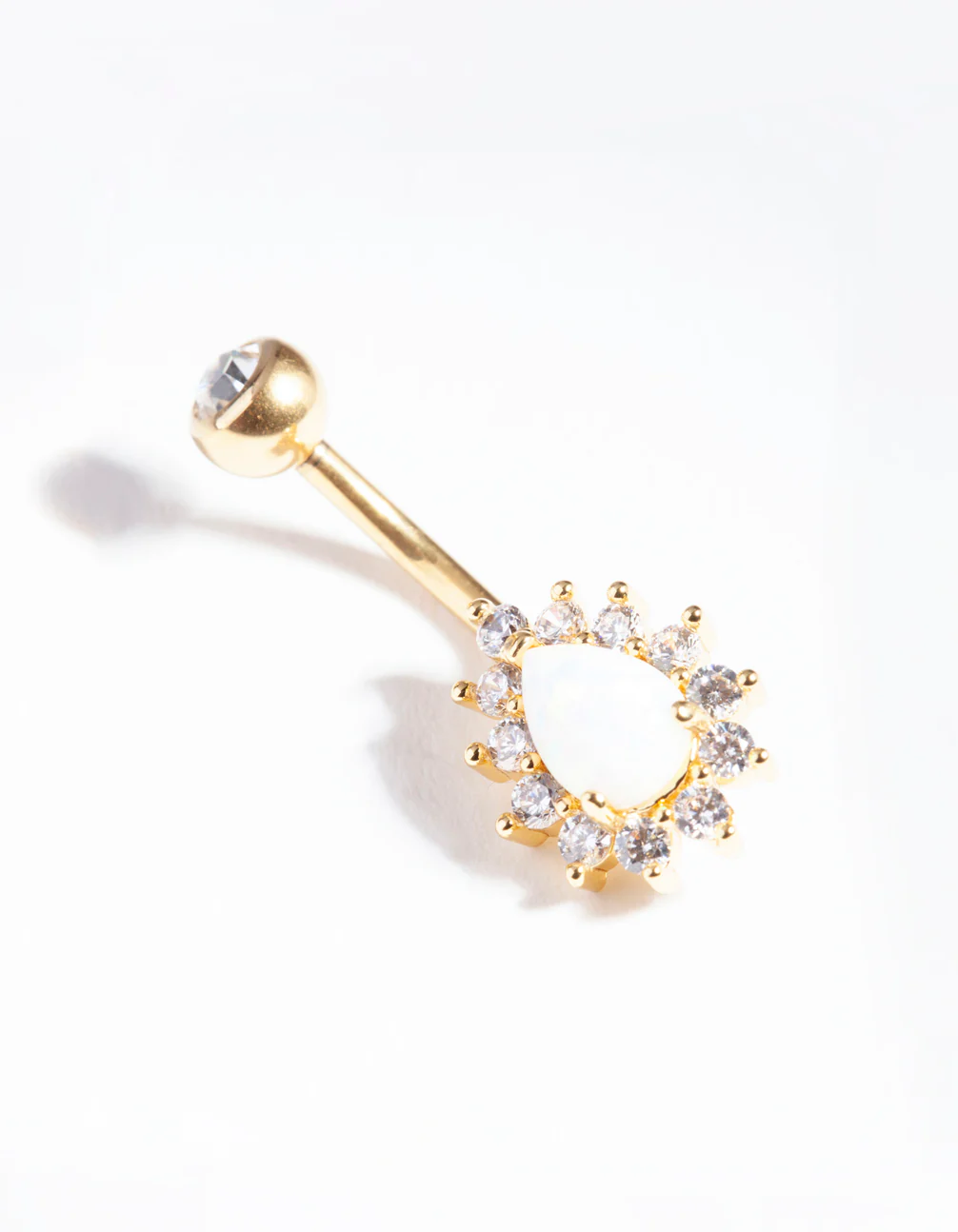 Gold Titanium Opal Diamante Belly Bar - Image 3