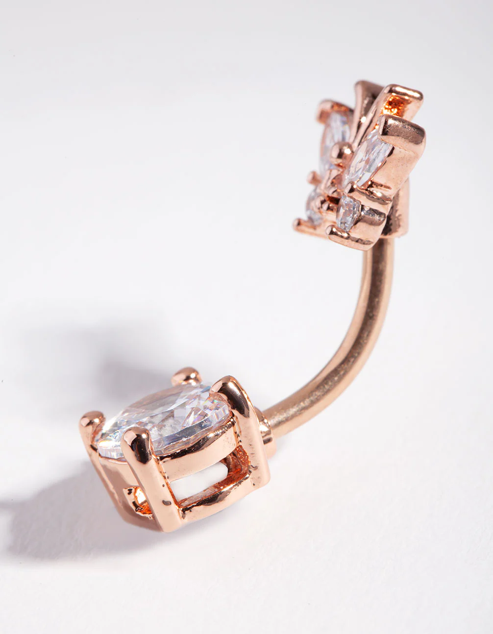 Titanium Rose Gold Cubic Zirconia Butterfly Bellybutton Ring - Image 2