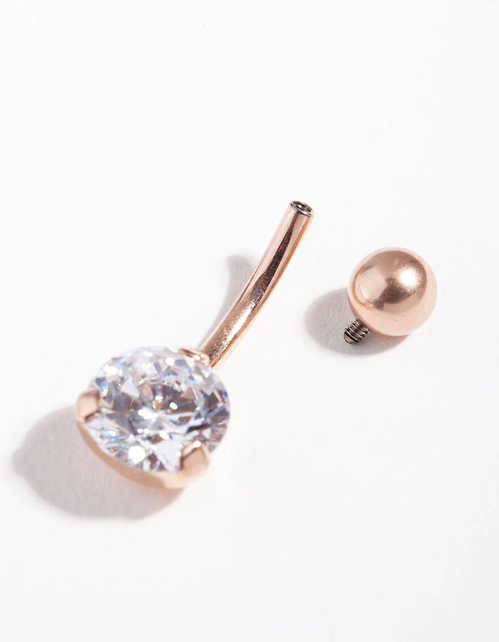 Titanium Rose Gold Simple Diamante Belly Ring - Image 3