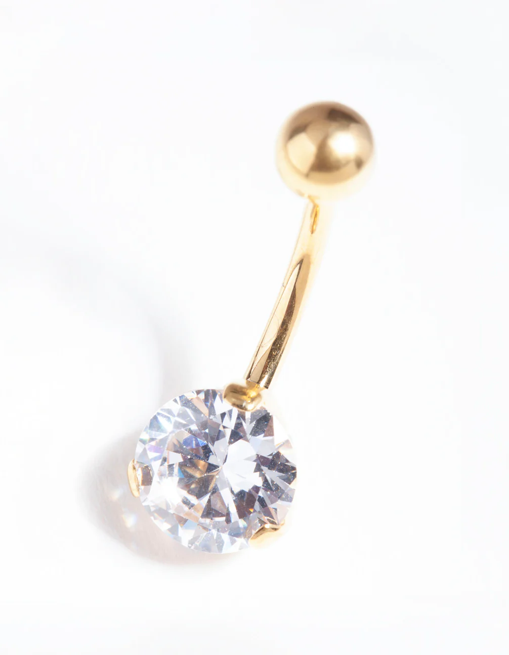 Gold Titanium Classic Diamante Belly Bar - Image 2