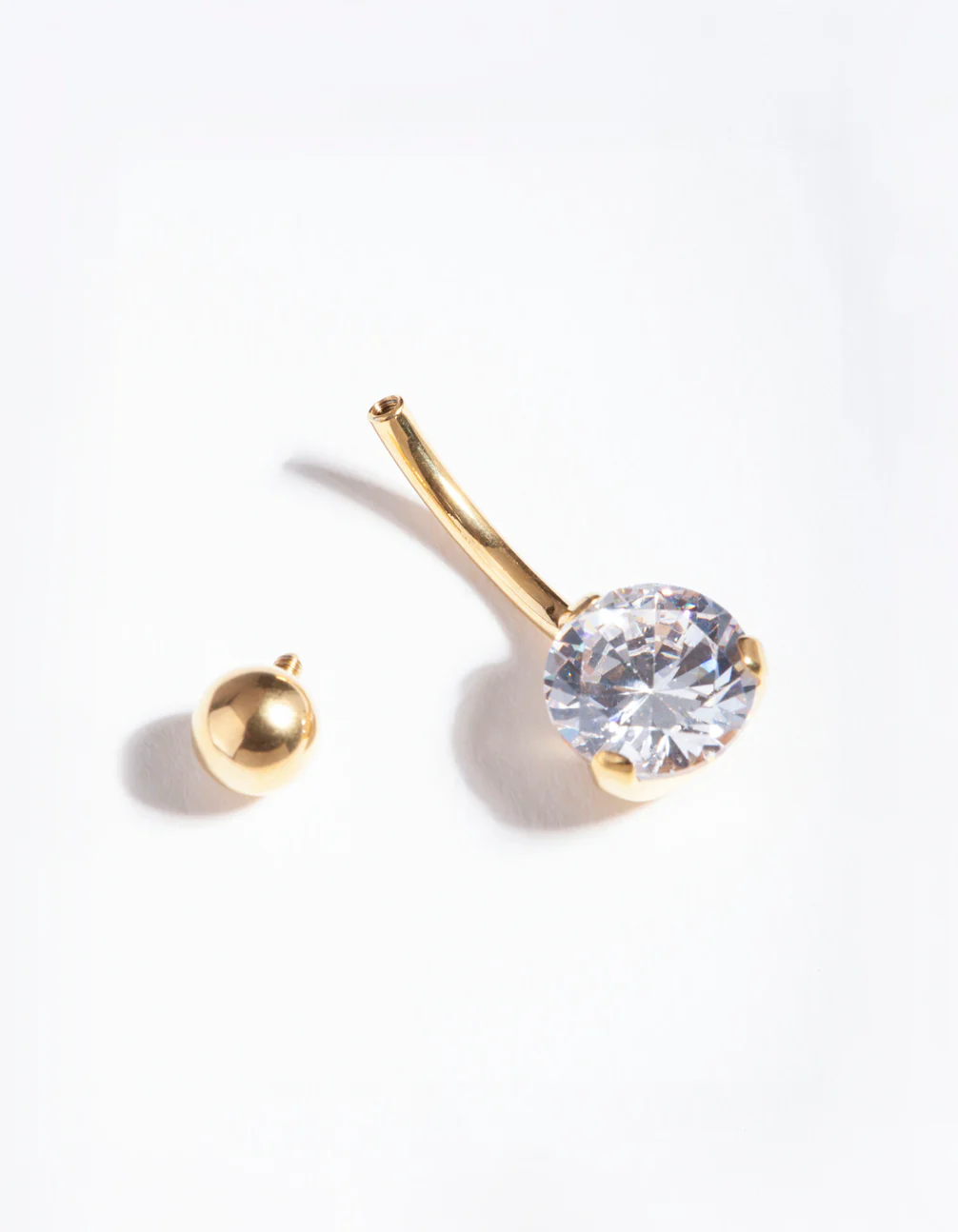 Gold Titanium Classic Diamante Belly Bar - Image 3