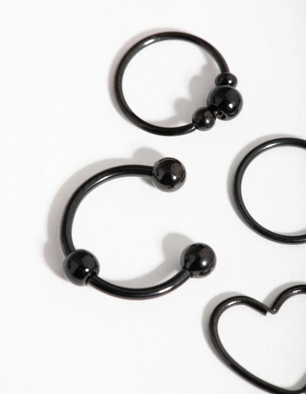 Matte Surgical Steel Heart Ring Earring 4-Pack - Image 2