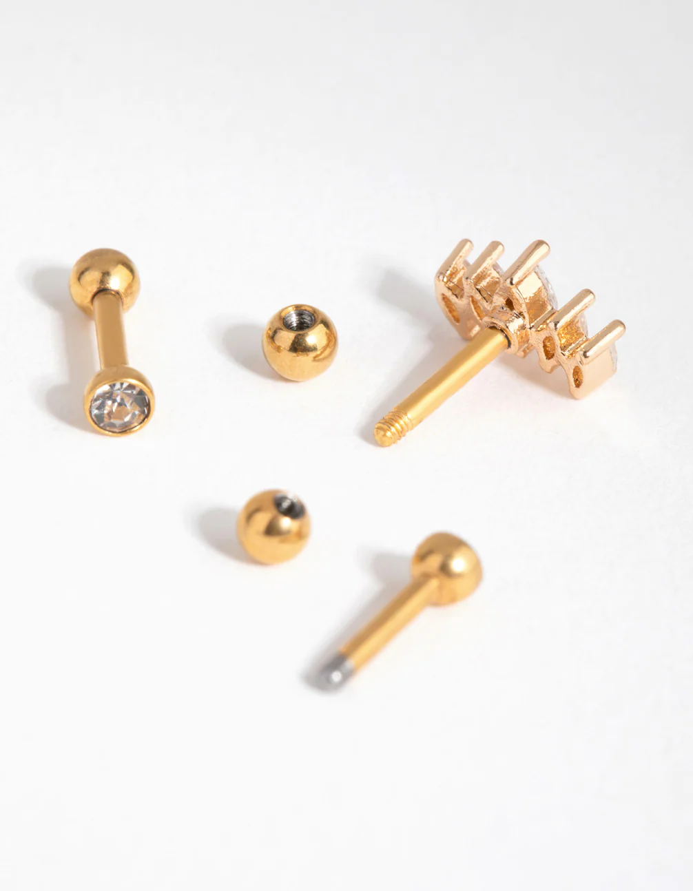 Gold Surgical Steel Cubic Zirconia Marquise Barbell Pack - Image 2