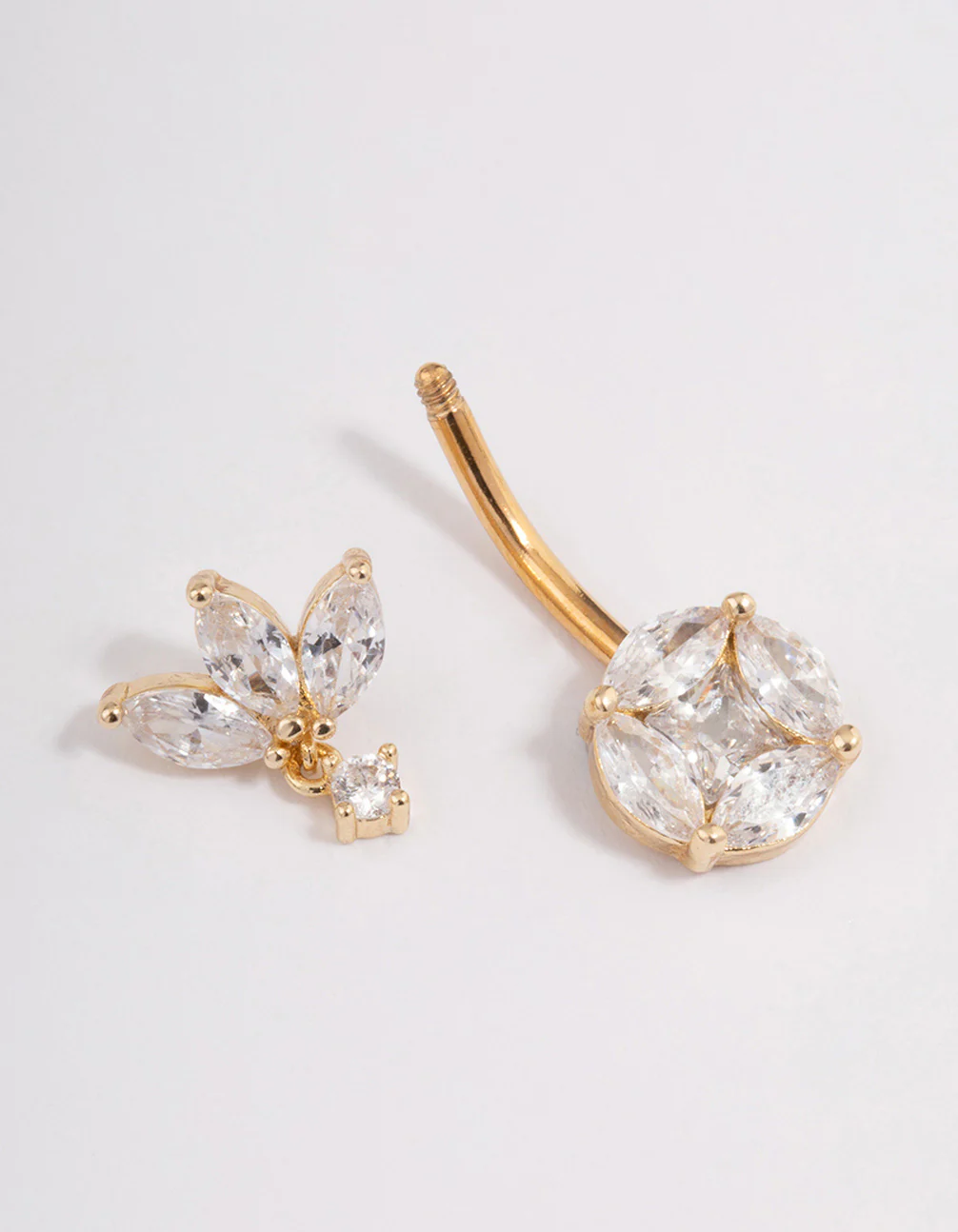 Gold Plated Surgical Steel Cubic Zirconia Triangular Fan Belly Ring - Image 2