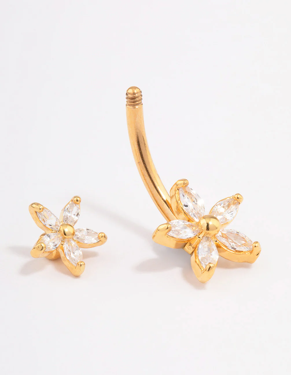 Gold Plated Surgical Steel Double Daisy Belly Ring - Image 2