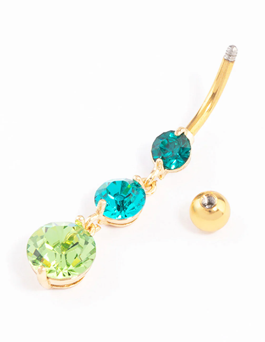Gold Plated Surgical Steel Graduating Crystal Ombre Belly Ring - Image 2