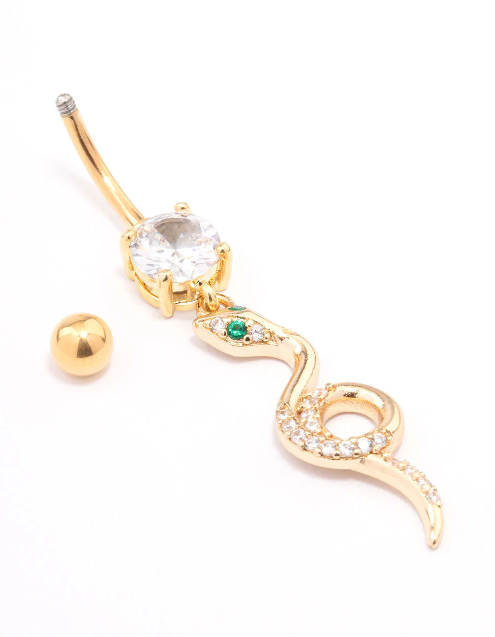 Gold Plated Surgical Steel Looped Snake Drop Belly Ring - Image 2