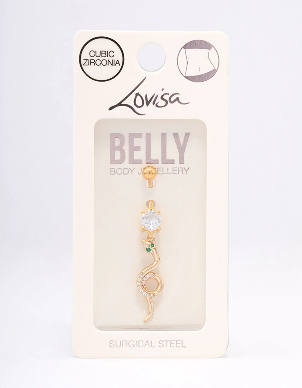 Gold Plated Surgical Steel Looped Snake Drop Belly Ring - Image 3