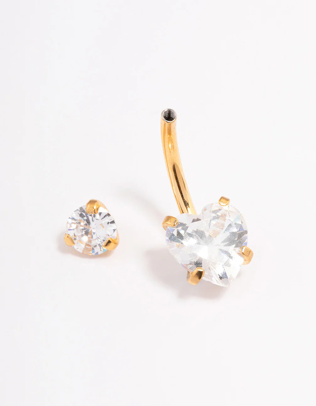 Gold Plated Surgical Steel Love Heart Claw Belly Ring - Image 2