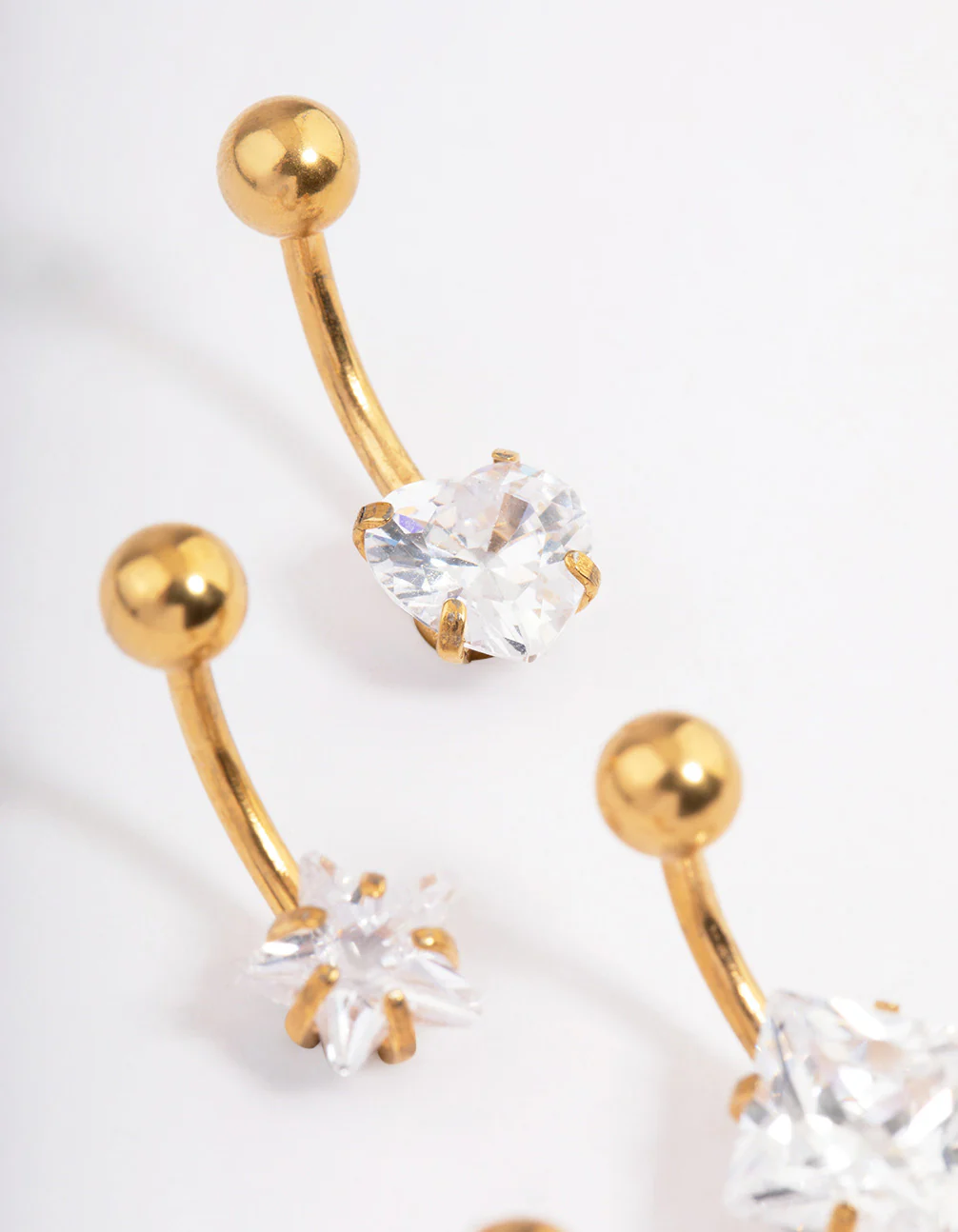 Gold Plated Surgical Steel Mixed Cubic Zirconia Cut Butterfly 4-Pack - Image 2