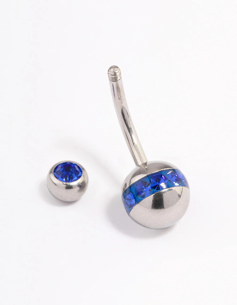 Surgical Steel Bezel & Sphere Belly Ring - Image 2
