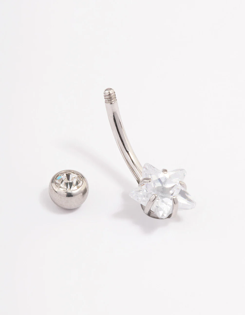 Surgical Steel Cubic Zirconia Bezel & Star Belly Ring - Image 2