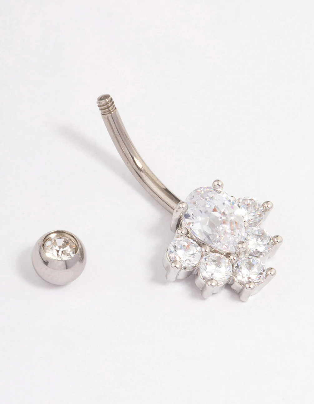 Surgical Steel Cubic Zirconia Cluster Belly Ring - Image 2