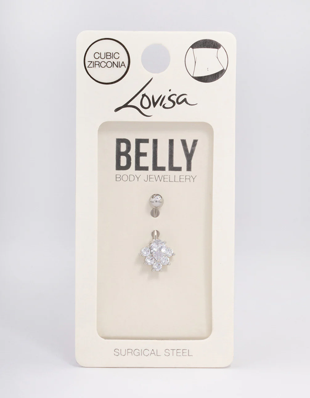 Surgical Steel Cubic Zirconia Cluster Belly Ring - Image 3
