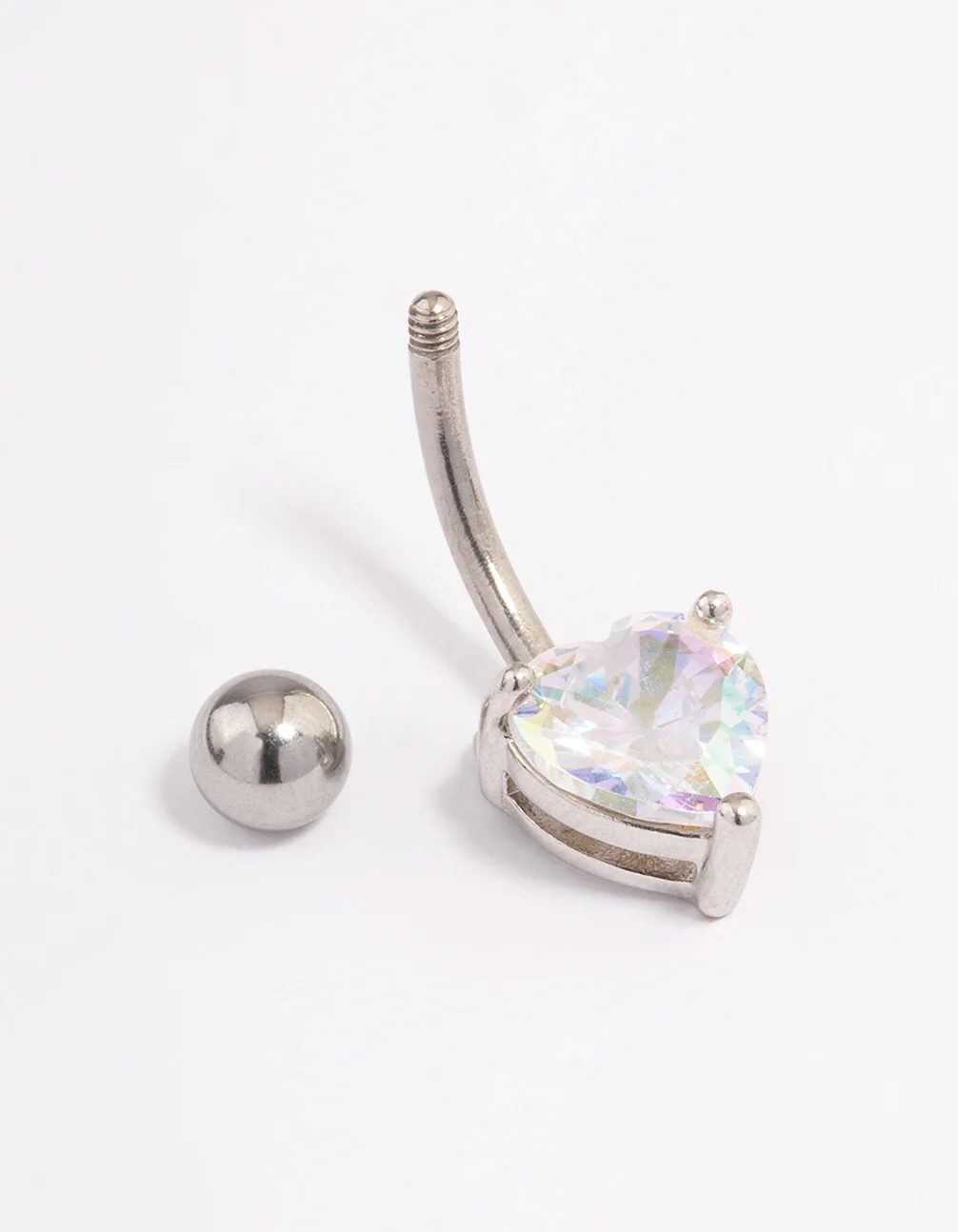 Surgical Steel Cubic Zirconia Love Heart Claw Belly Ring - Image 2