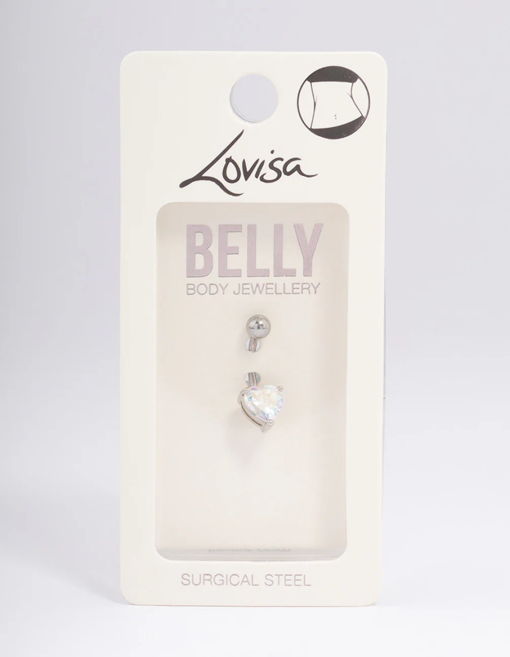 Surgical Steel Cubic Zirconia Love Heart Claw Belly Ring - Image 3