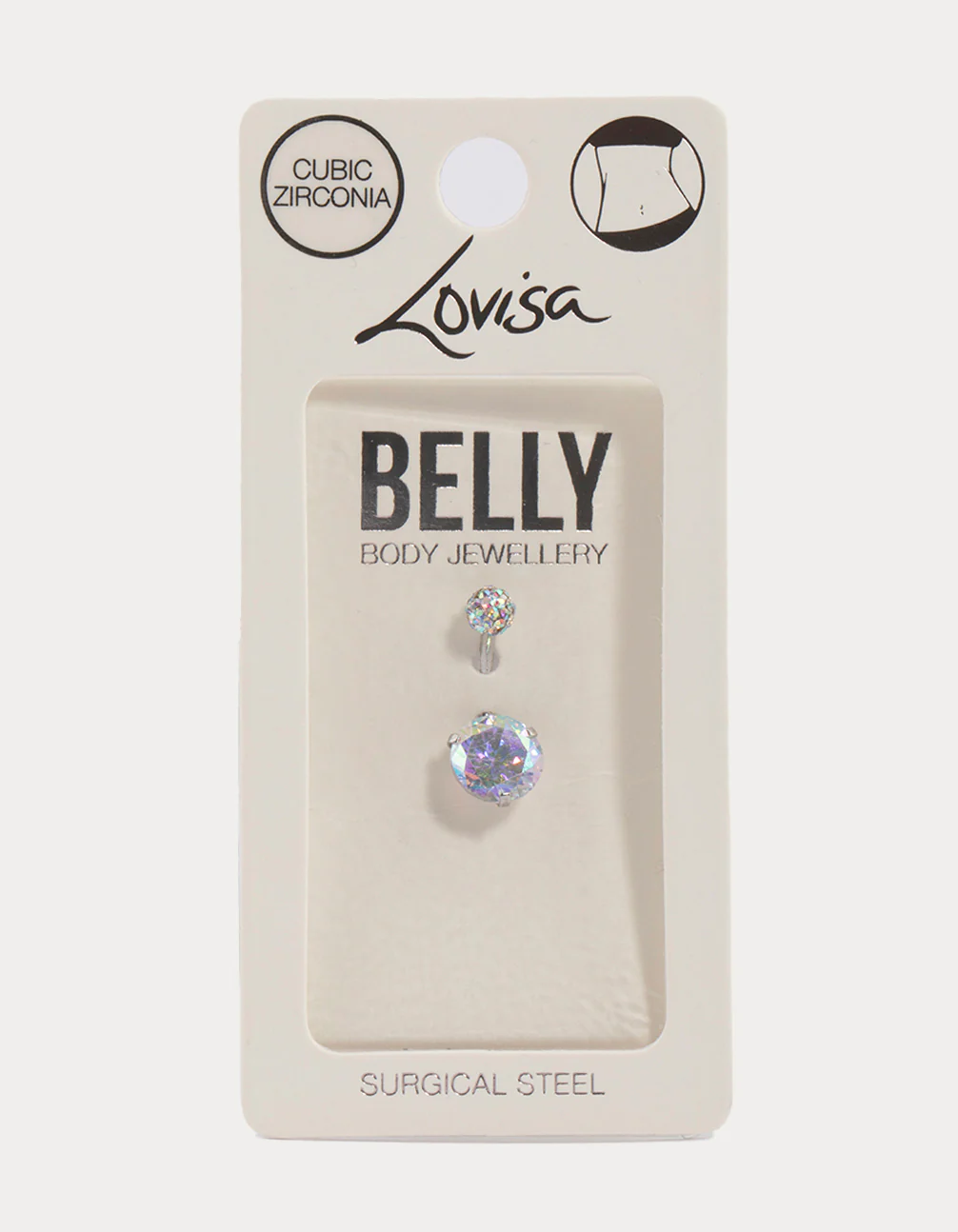 Surgical Steel Cubic Zirconia Round Claw Belly Ring - Image 4