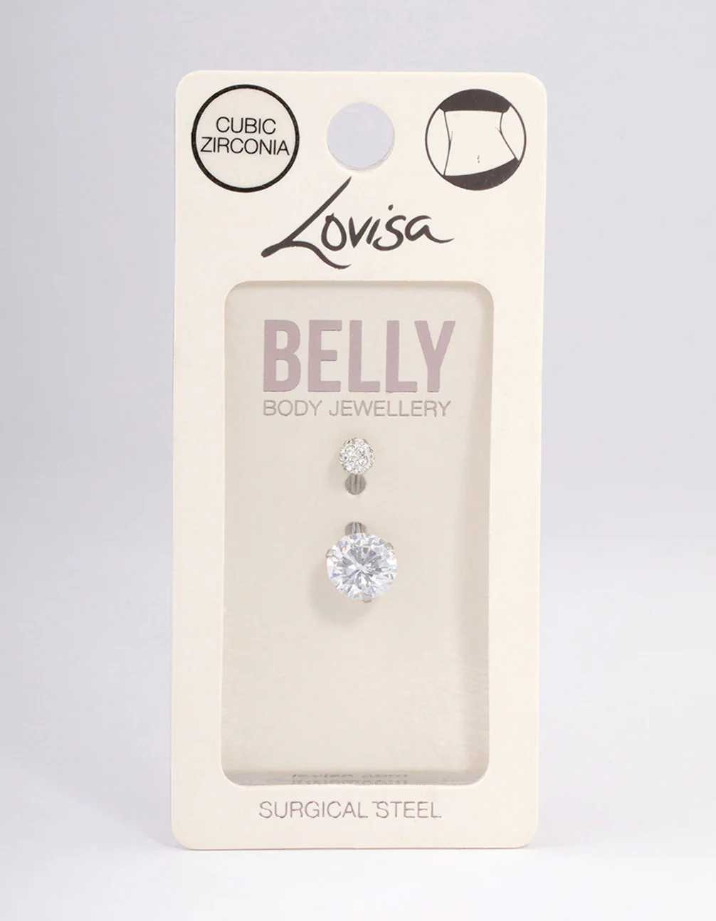 Surgical Steel Cubic Zirconia Round Claw Belly Ring - Image 3