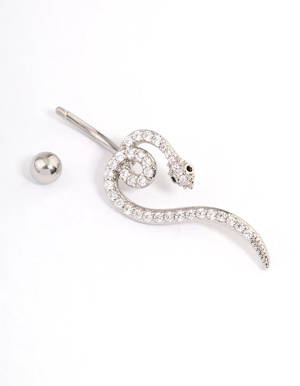 Surgical Steel Cubic Zirconia Serpent Belly Ring - Image 2
