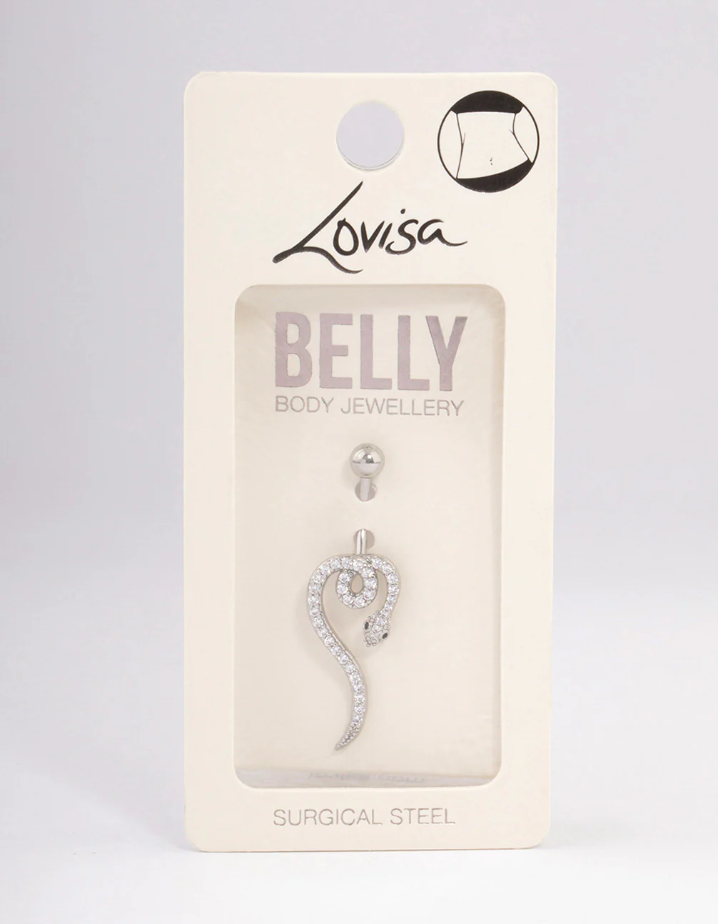 Surgical Steel Cubic Zirconia Serpent Belly Ring - Image 3