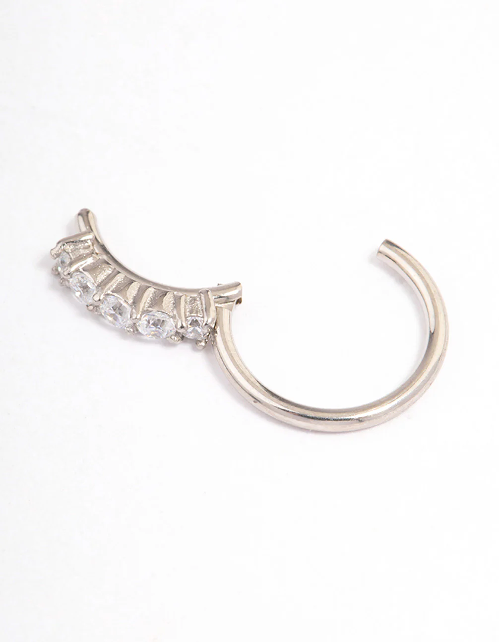 Surgical Steel Cubic Zirconia Side Claw Belly Ring - Image 2