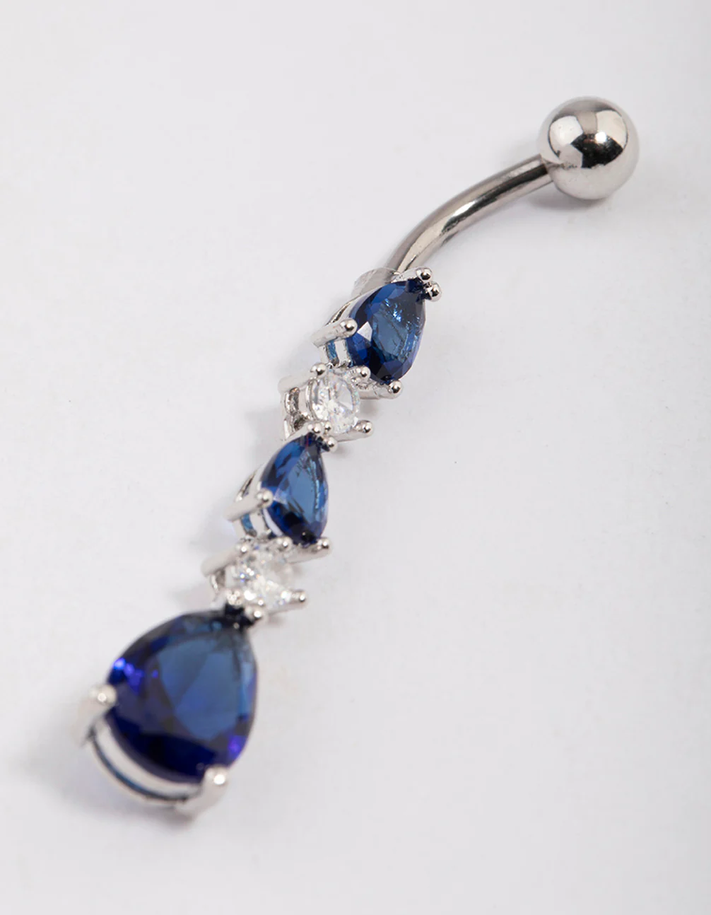 Surgical Steel Cubic Zirconia Tier Trio Belly Ring - Image 2