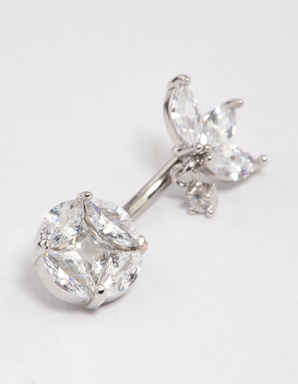 Surgical Steel Cubic Zirconia Triangular Fan Belly Ring - Image 2