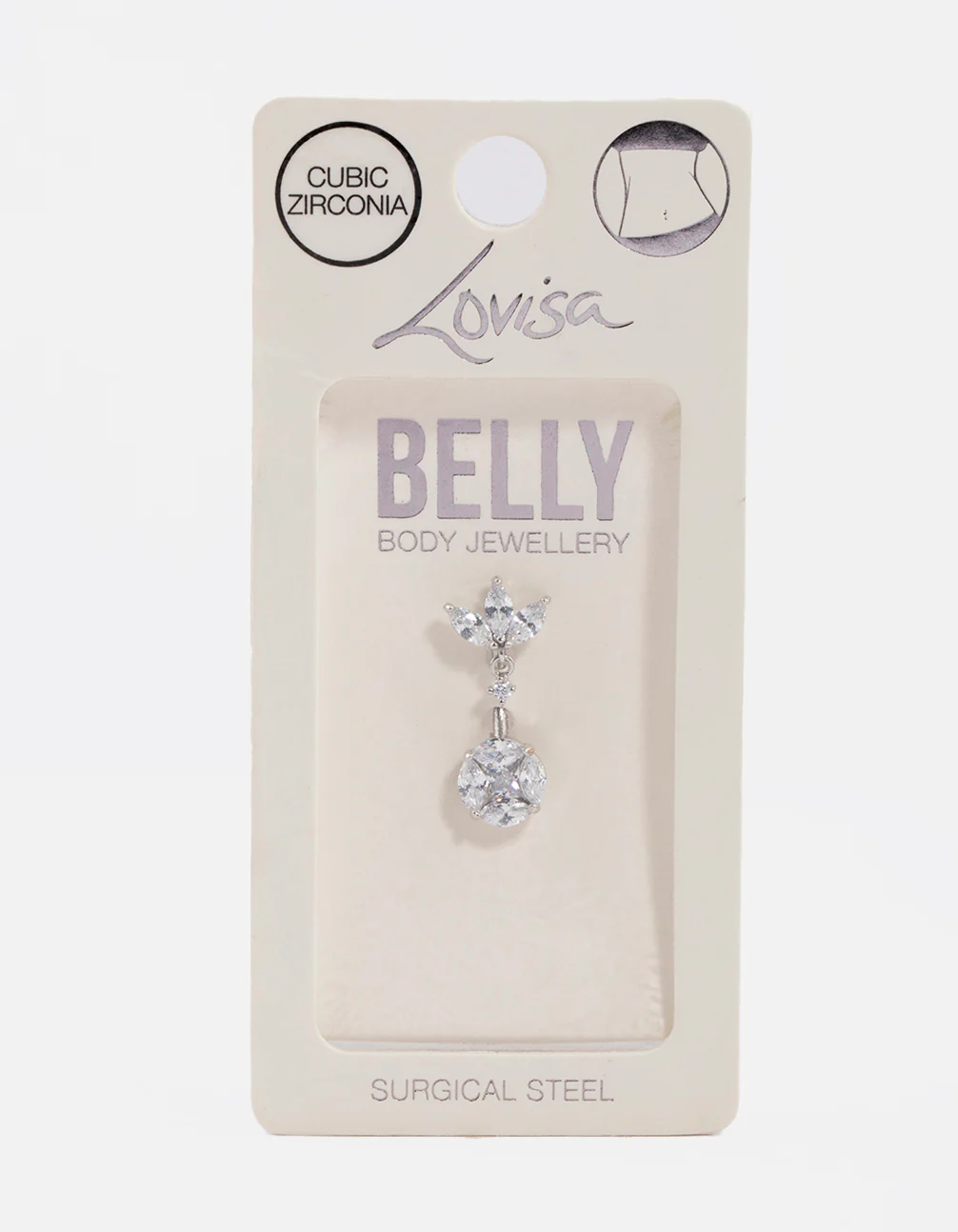 Surgical Steel Cubic Zirconia Triangular Fan Belly Ring - Image 4