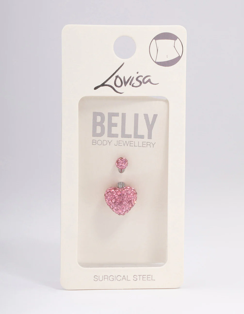 Surgical Steel Diamante Puffy Heart Belly Ring - Image 5