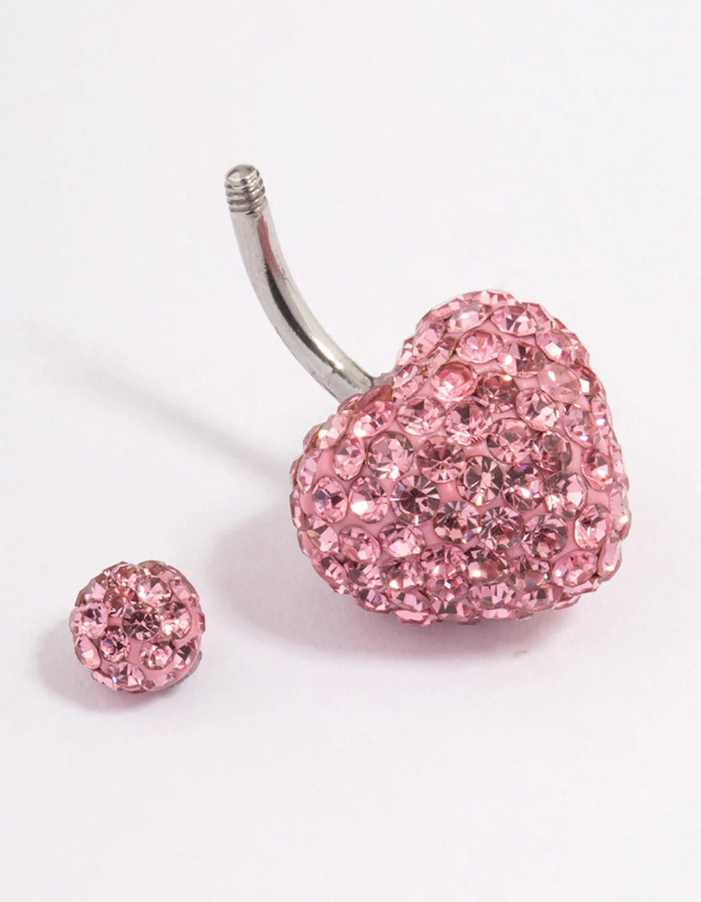 Surgical Steel Diamante Puffy Heart Belly Ring - Image 6