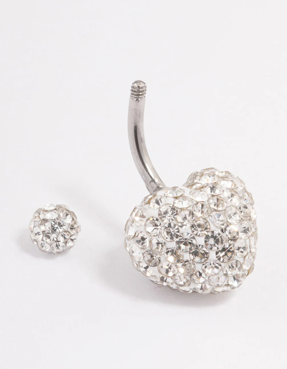 Surgical Steel Diamante Puffy Heart Belly Ring - Image 2