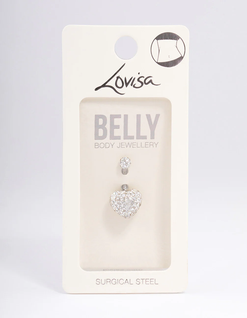 Surgical Steel Diamante Puffy Heart Belly Ring - Image 3