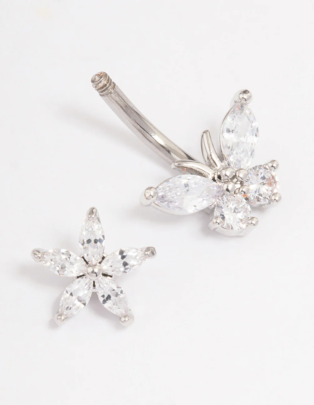 Surgical Steel Flower & Butterfly Belly Ring - Image 2