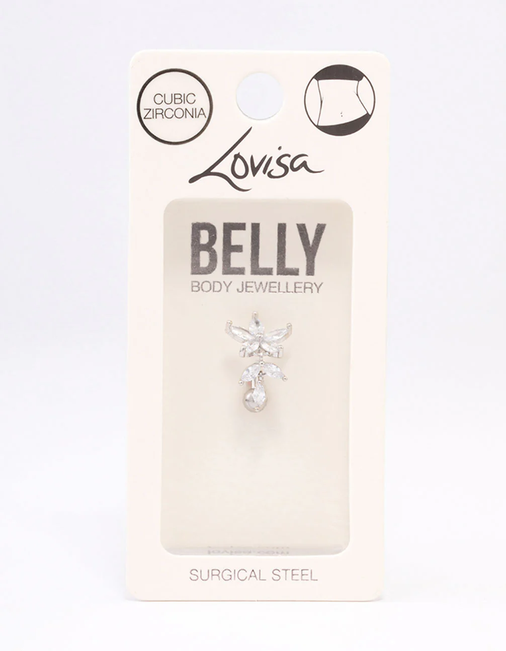 Surgical Steel Flower Marquise Drop Belly Ring - Image 3