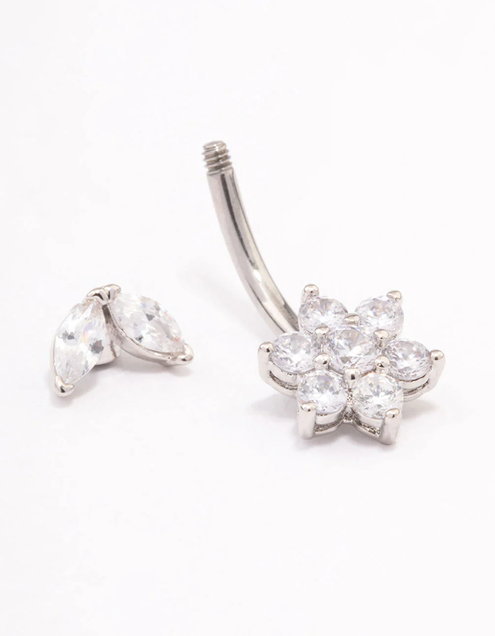 Surgical Steel Flower & Leaf Belly Ring - Image 2