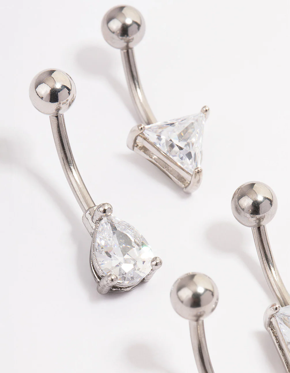 Surgical Steel Mixed Cubic Zirconia Claw Belly Ring 4-Pack - Image 3